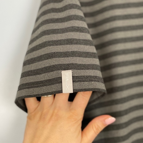 Ralph Lauren RLX Mens Medium M Grey Black Striped Wicking Performance Golf Polo - Picture 6 of 9